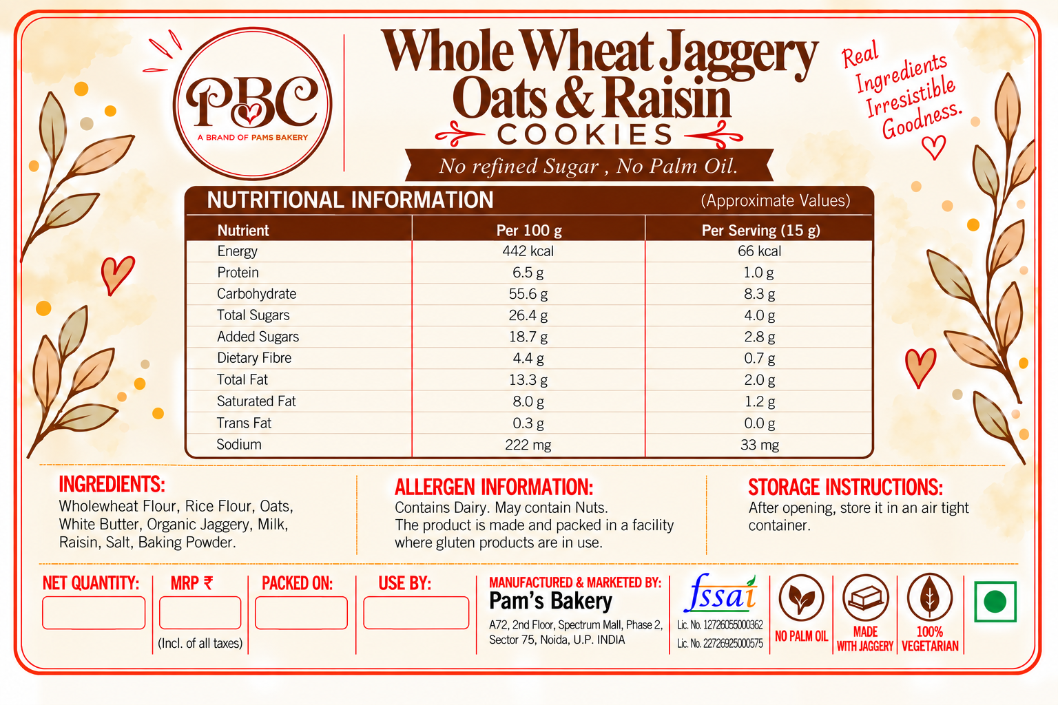 Whole Wheat Jaggery Oats & Raisin - Image 2